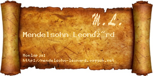 Mendelsohn Leonárd névjegykártya